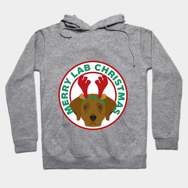 Merry Christmas Chocolate Lab Hoodie by CafePretzel